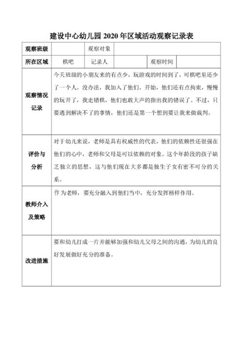 区域游戏活动观察记录,幼儿行为与发展的实证分析(图1) 区域游戏活动观察记录,幼儿行为与发展的实证分析(图1)